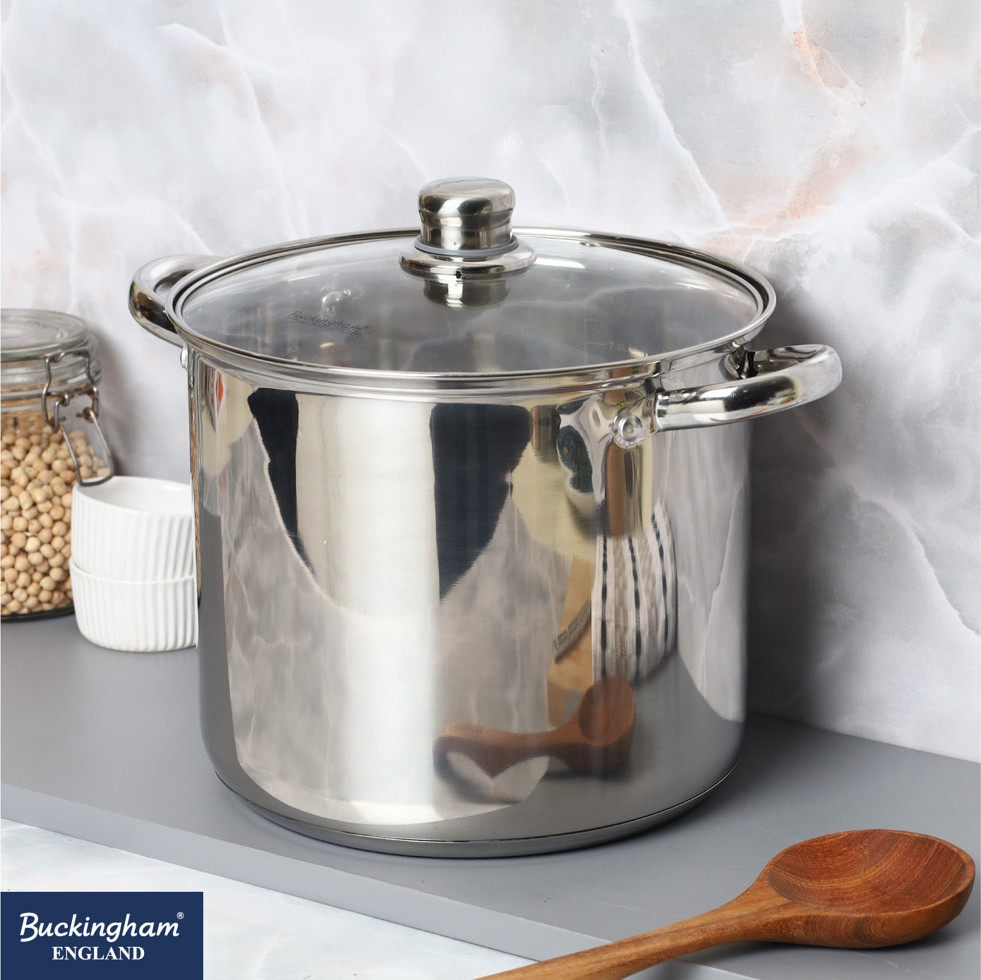 Buckingham Premium Stainless Steel Stock Pot with Glass Lid