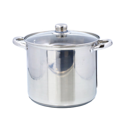 Buckingham Induction Stainless Steel Stock Pot  with Glass Lid 26 cm / 11 litres Silver