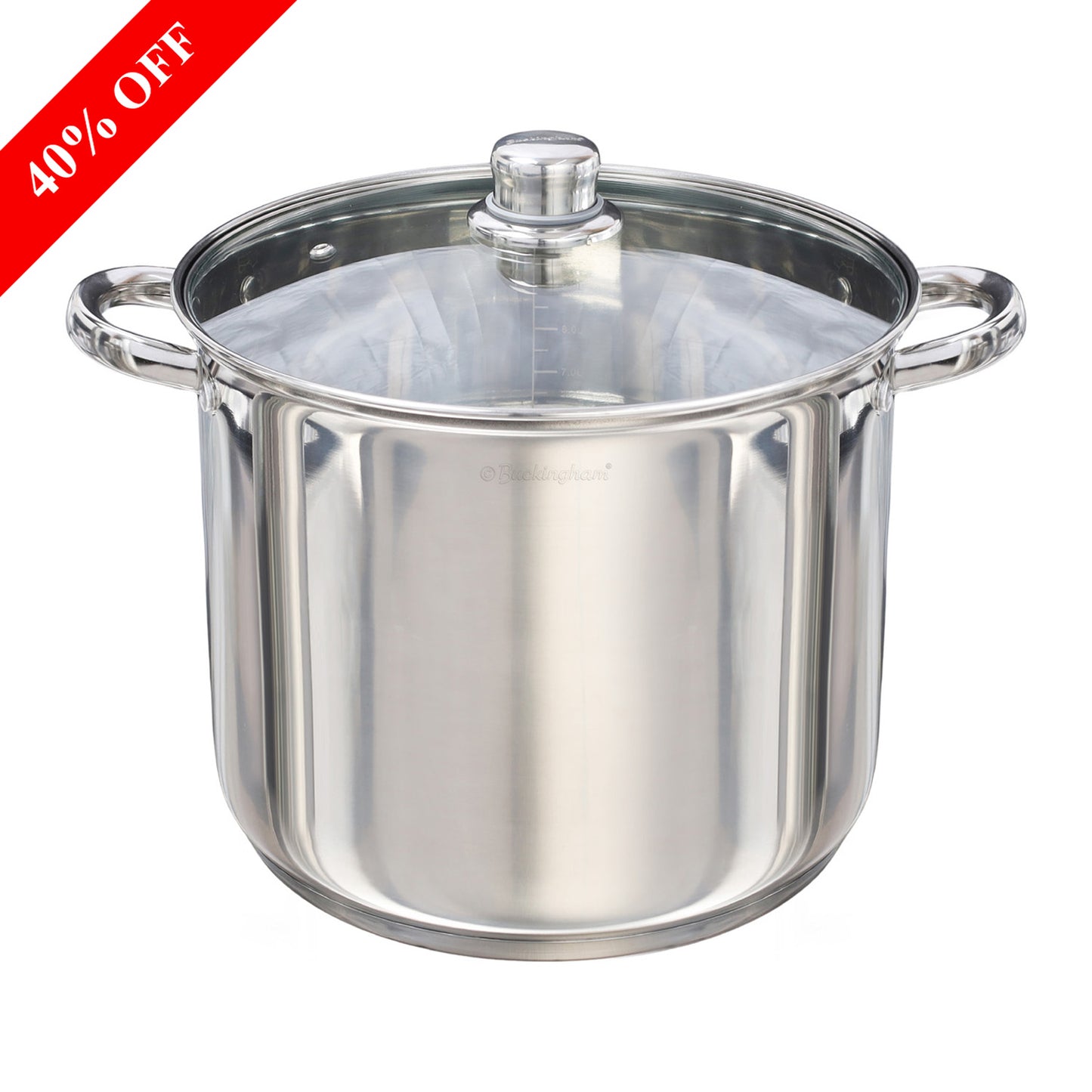 Buckingham Premium Stainless Steel Stock Pot with Glass Lid