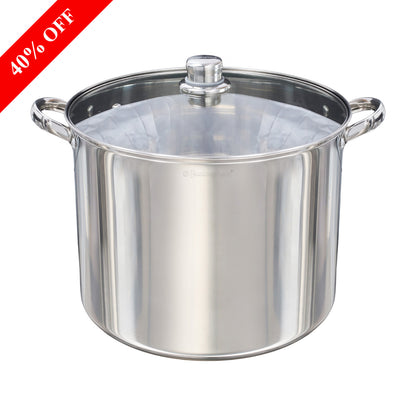 Buckingham Premium Stainless Steel Stock Pot with Glass Lid