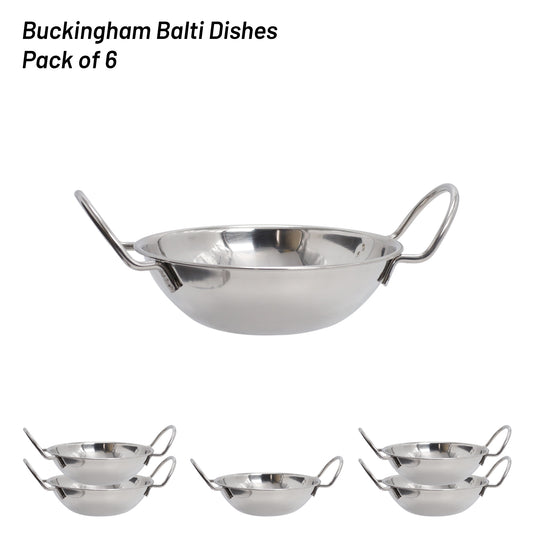 Buckingham Pack of 6 Stainless Steel  Balti Dish 15 cm