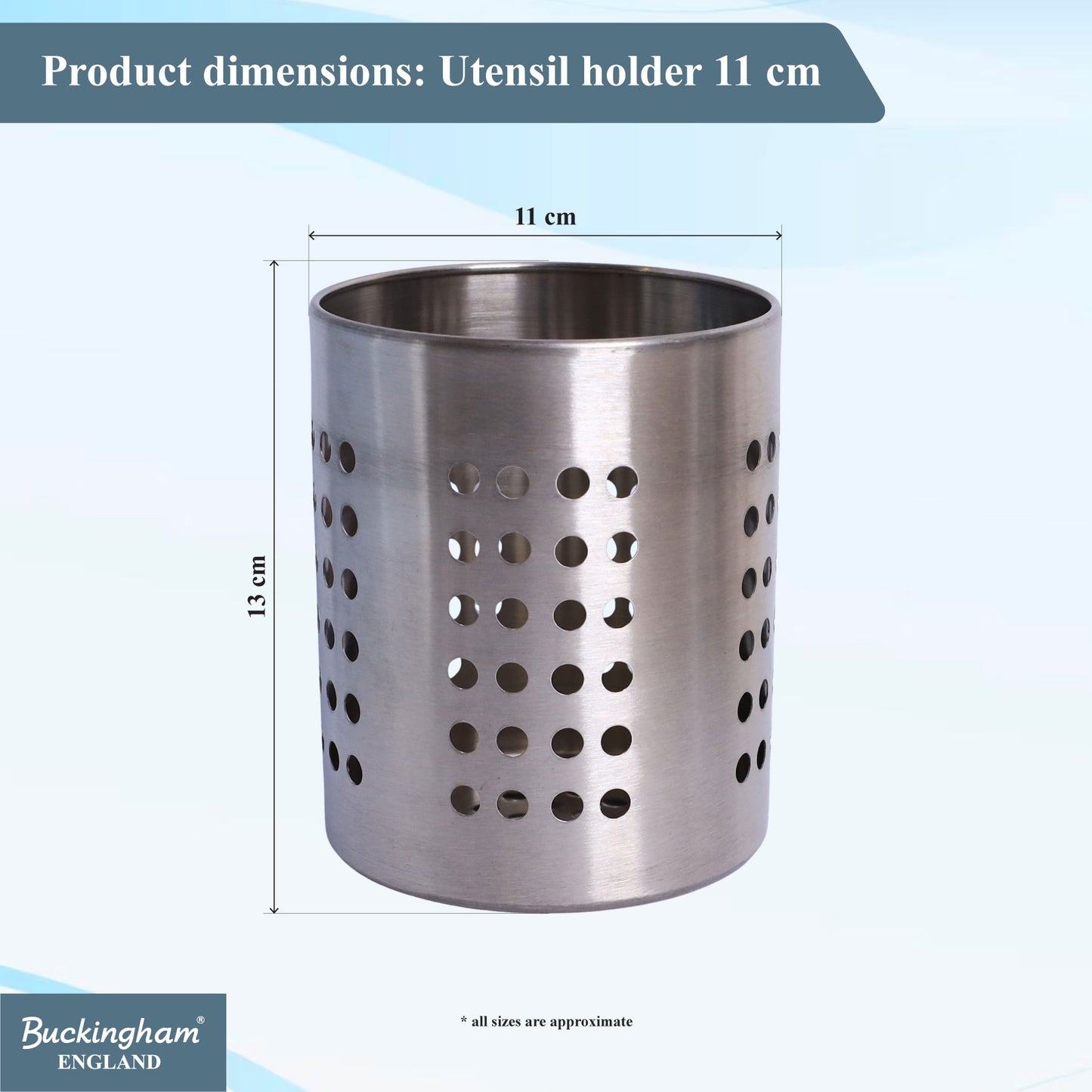 Buckingham Kitchen utensils holder stainless steel 11 x 13 cm.