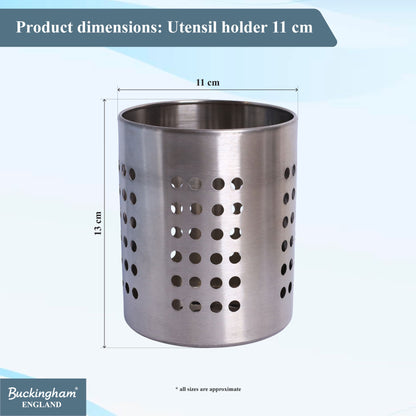 Buckingham Kitchen utensils holder stainless steel 11 x 13 cm.