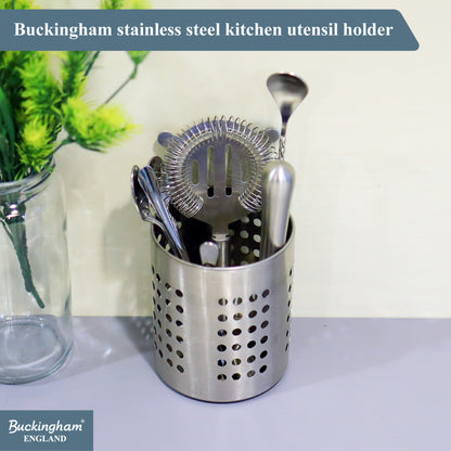 Buckingham Kitchen utensils holder stainless steel 11 x 13 cm.