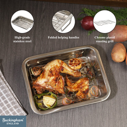 Buckingham Roasting dish with grill Folding Side Handles