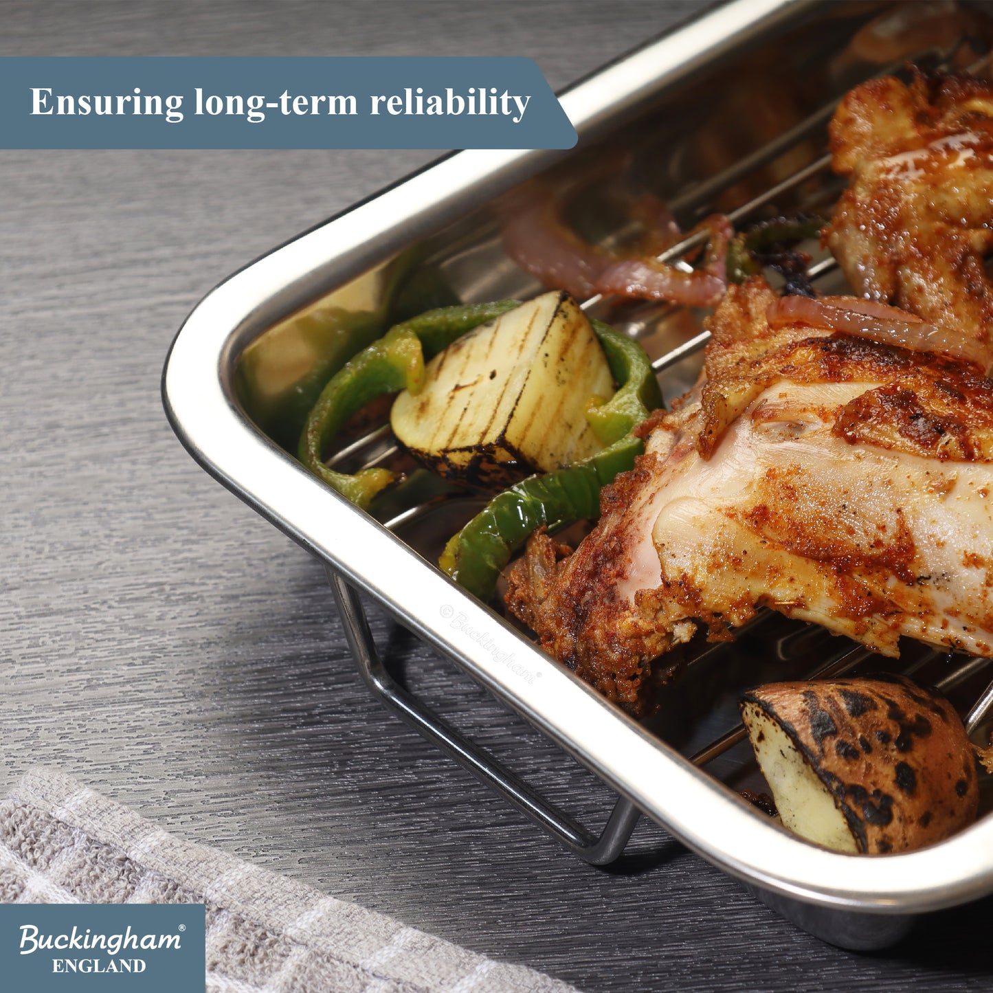 Buckingham Roasting dish with grill Folding Side Handles