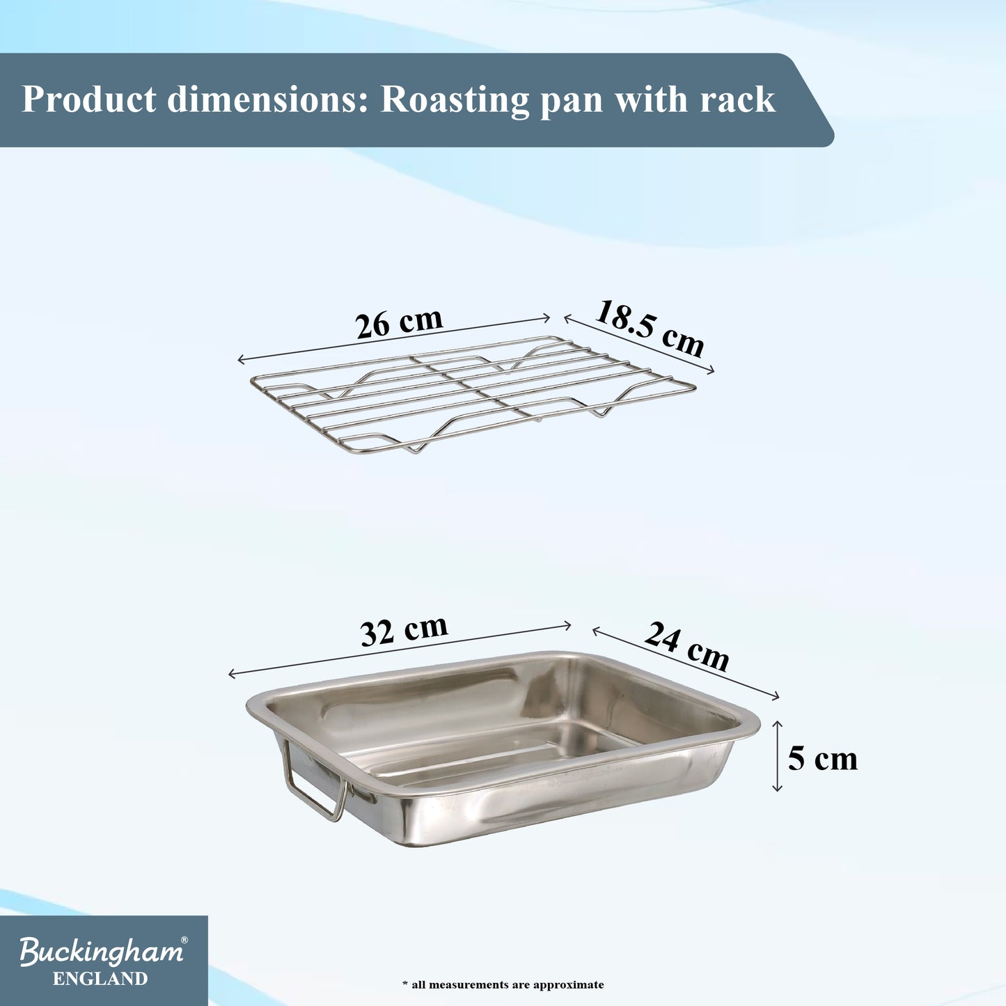 Buckingham Roasting dish with grill Folding Side Handles