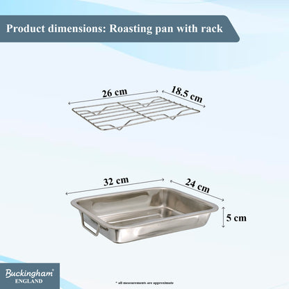 Buckingham Roasting dish with grill Folding Side Handles