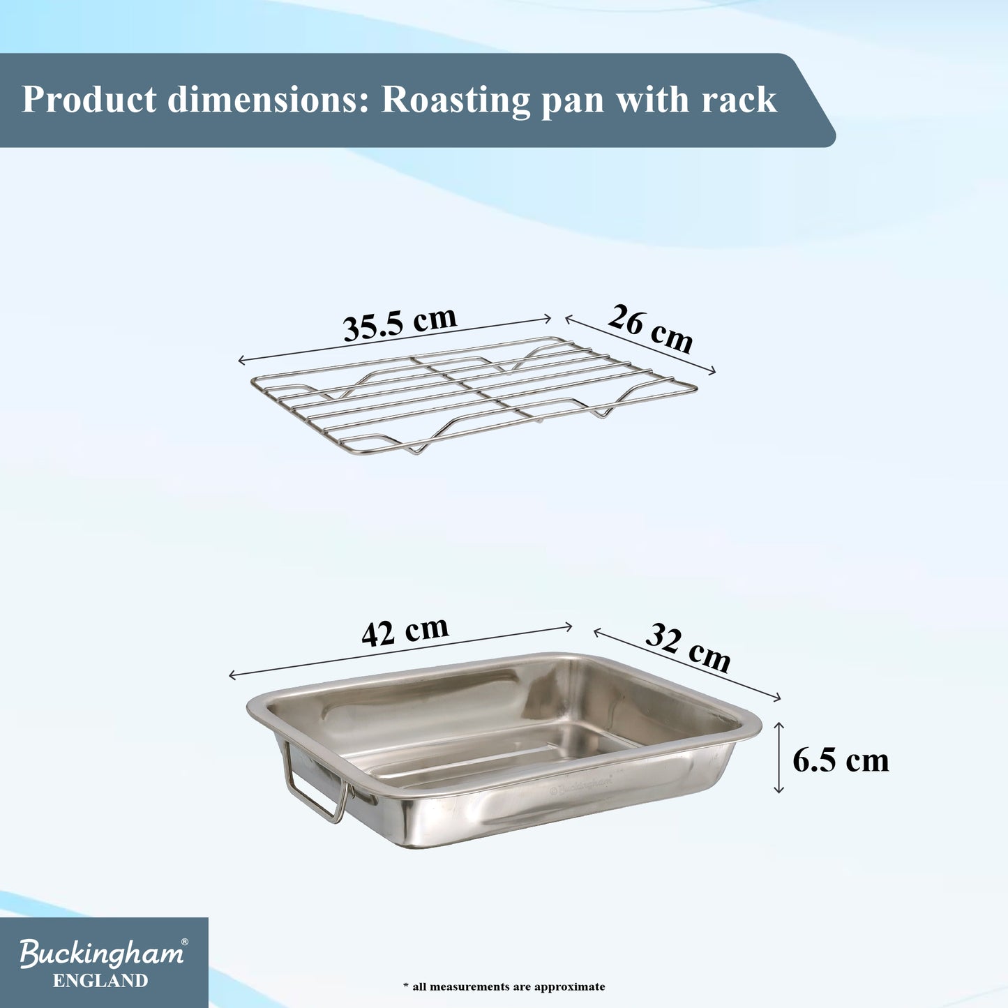 Buckingham Roasting dish with grill Folding Side Handles