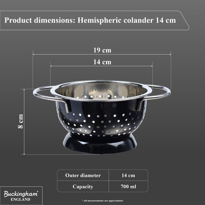 Buckingham Stainless Steel Hemisphere colander / strainer Black