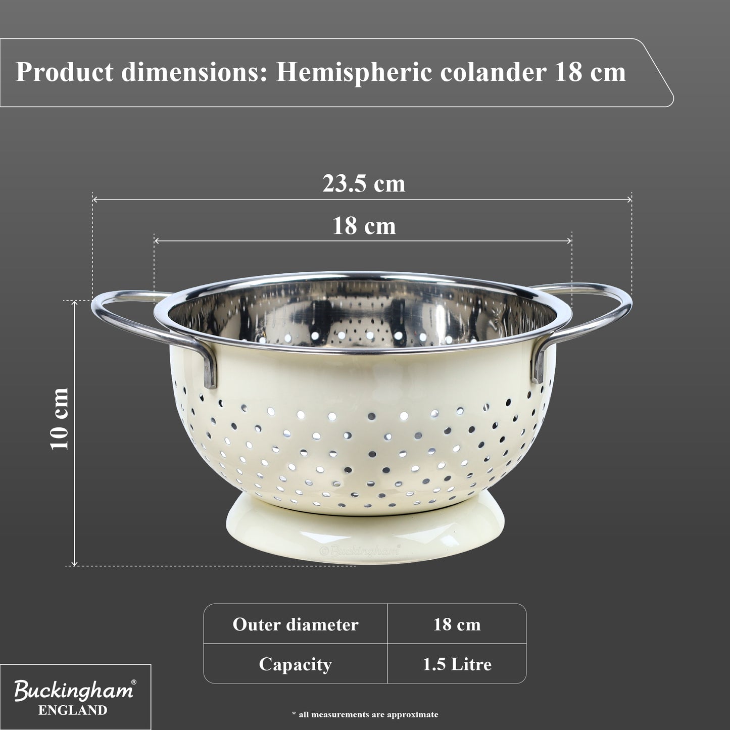 Buckingham Hemisphere colander / strainer , Cream