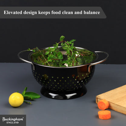 Buckingham Stainless Steel Hemisphere colander / strainer Black