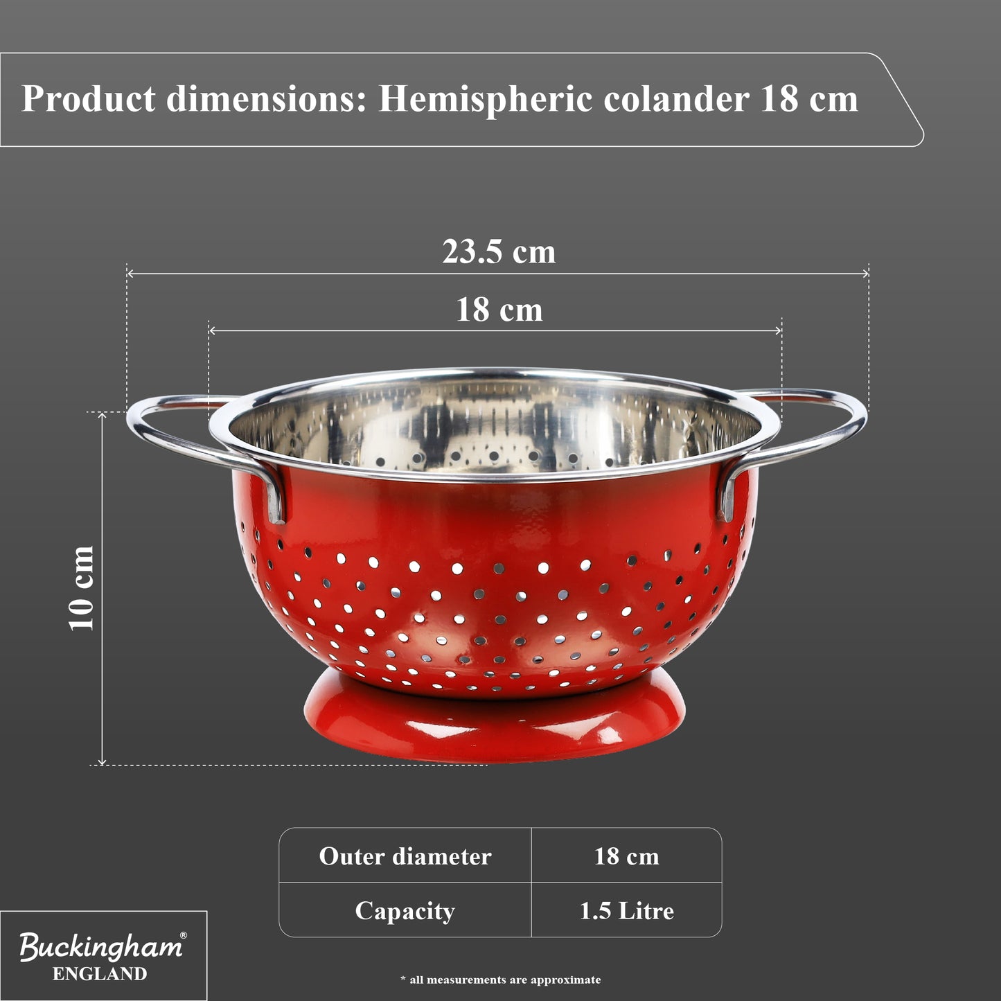 Buckingham Hemisphere colander / strainer , Red