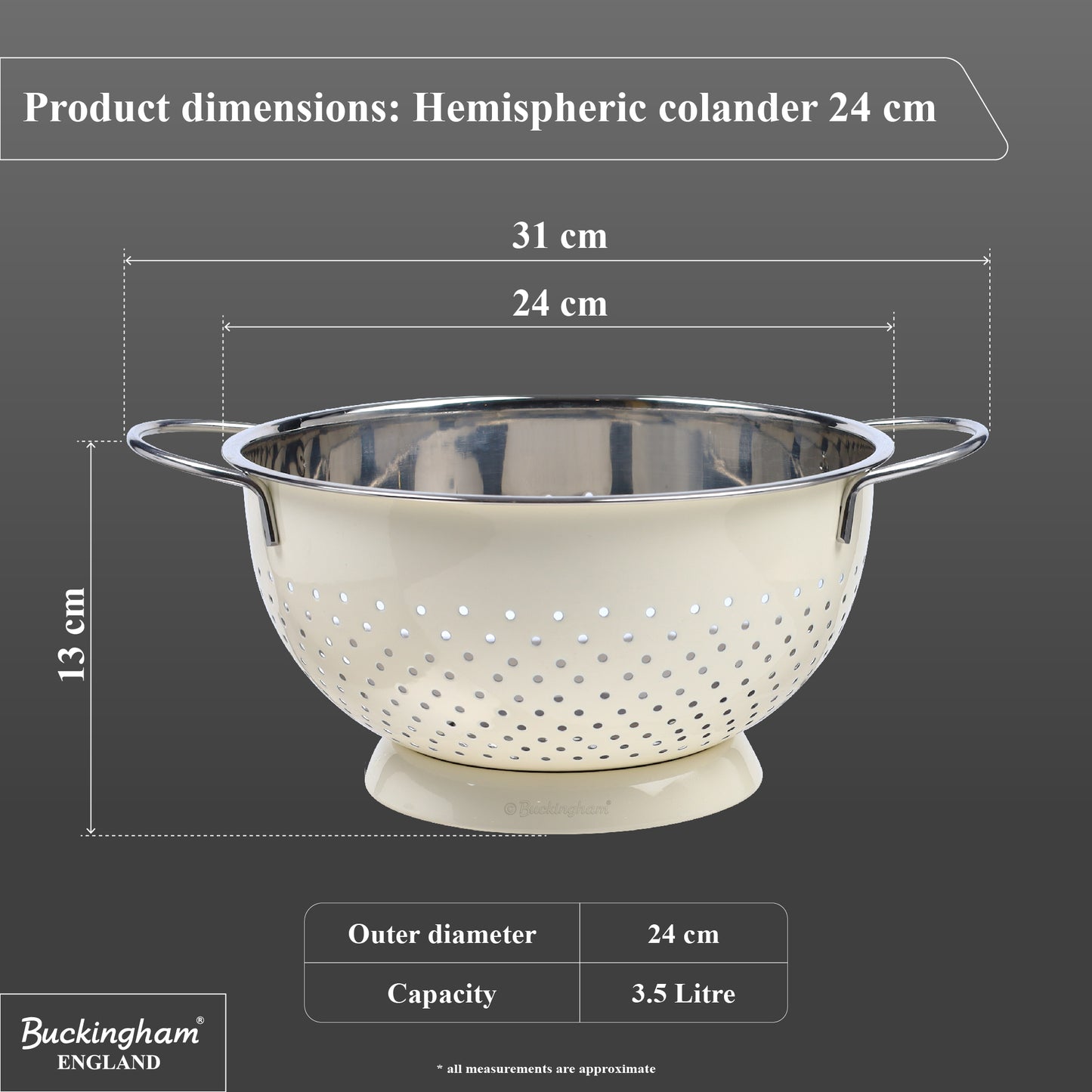Buckingham Hemisphere colander / strainer , Cream