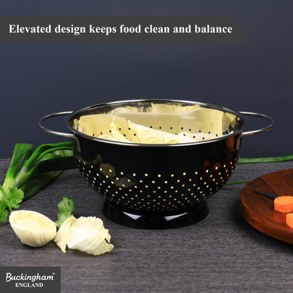 Buckingham Stainless Steel Hemisphere colander / strainer Black