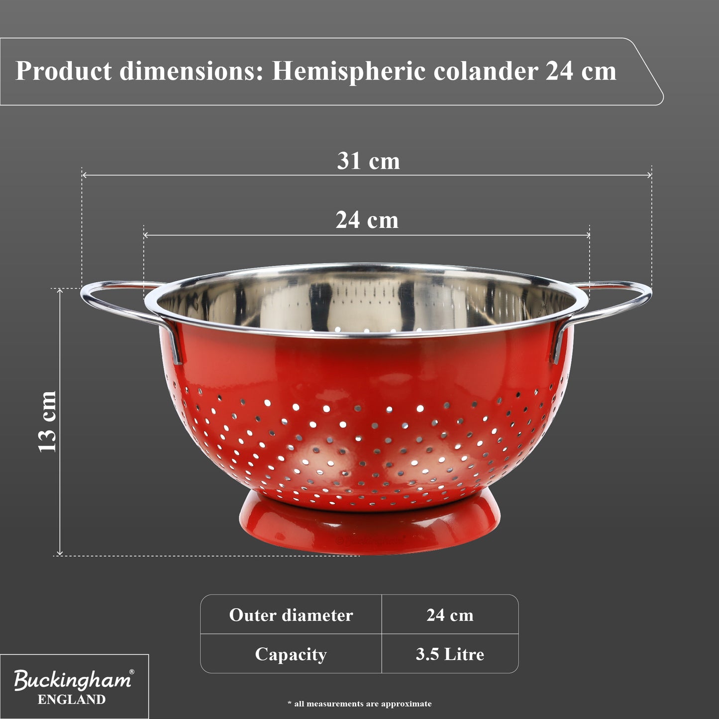 Buckingham Hemisphere colander / strainer , Red