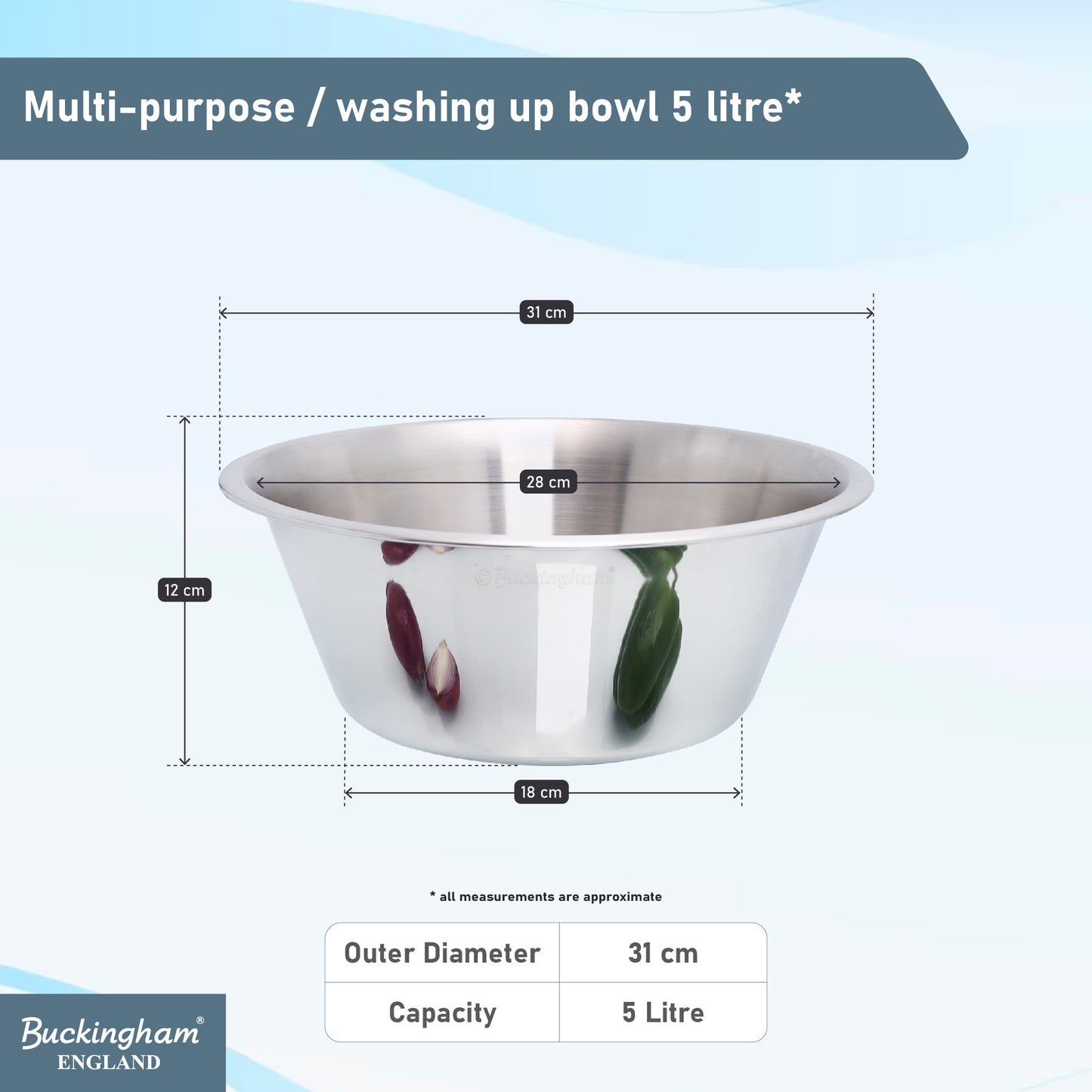 Buckingham Stainless Steel Multi Purpose Washing Up Bowl