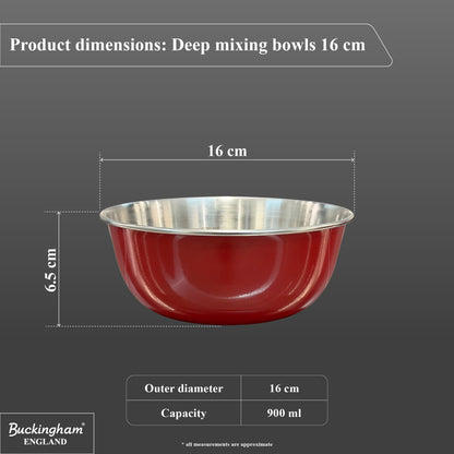 Buckingham Stainless Steel Deep Mixing Bowl / Baking Bowl Red