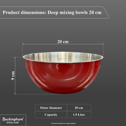 Buckingham Stainless Steel Deep Mixing Bowl / Baking Bowl Red