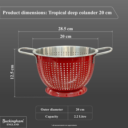 Buckingham Stainless Steel Tropical Deep Colander Red