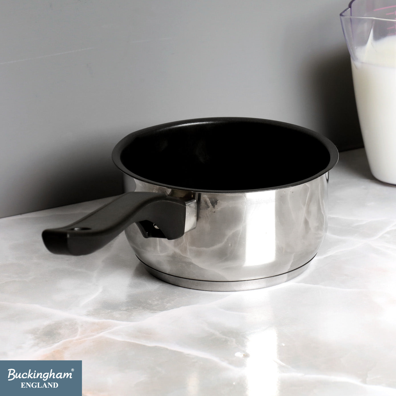 Buckingham Stainless Steel Milk Pan with Bakelite Handle 14 cm 0.9 Litre