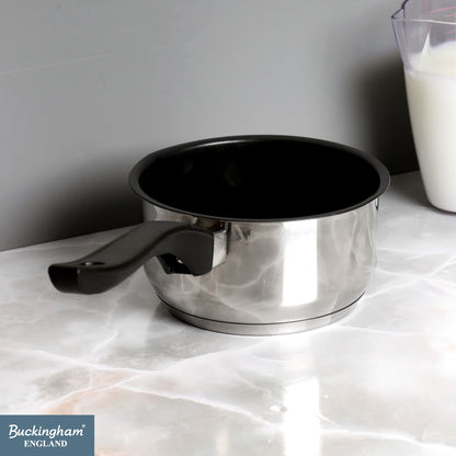 Buckingham Stainless Steel Milk Pan with Bakelite Handle 14 cm 0.9 Litre