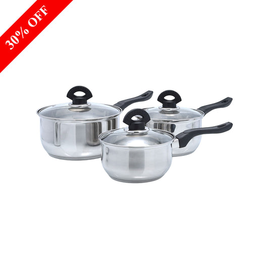 Buckingham 3 Piece Induction Stainless Steel Cookware Saucepan Set