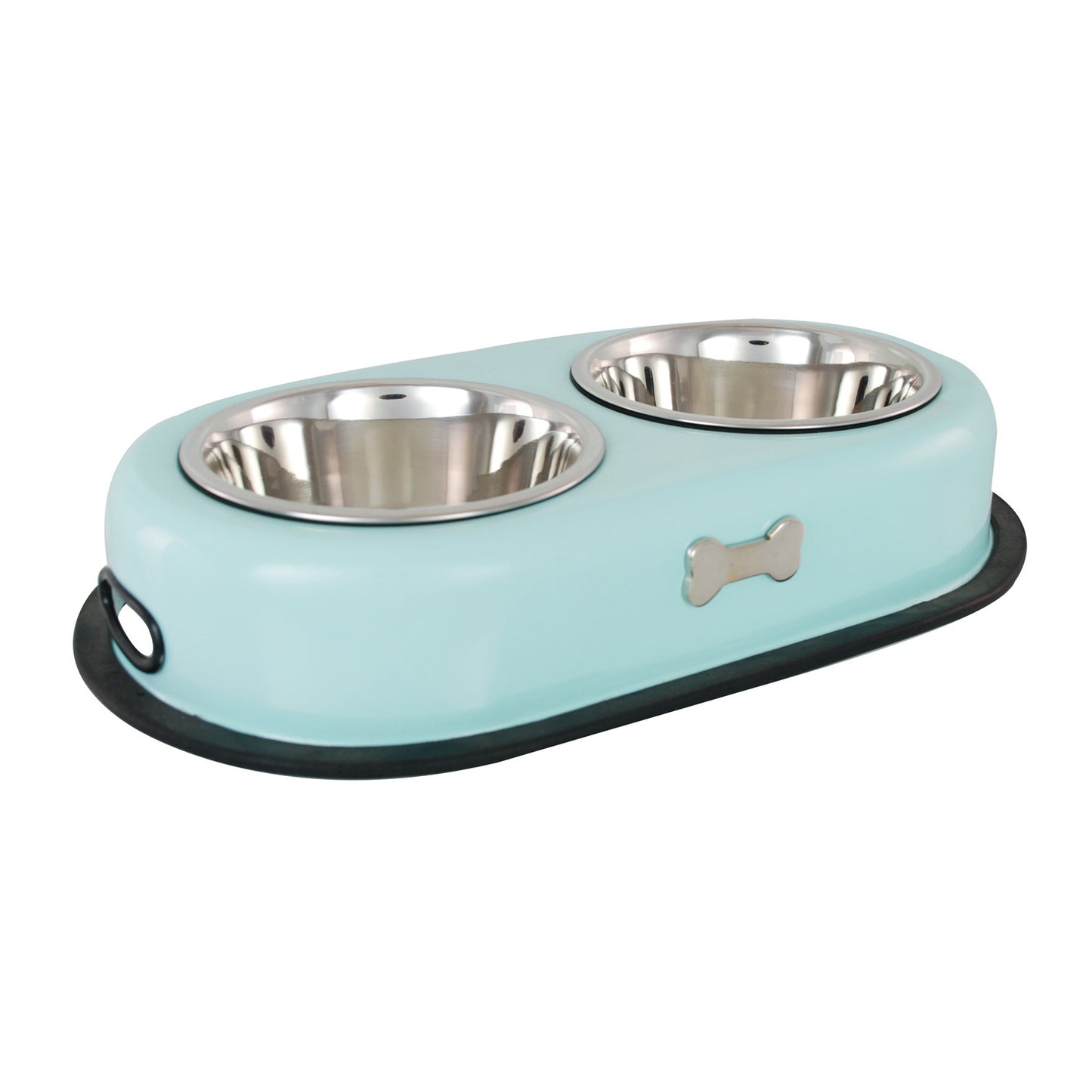 Buckingham Stainless Steel Double Dog Bowls Baby Green