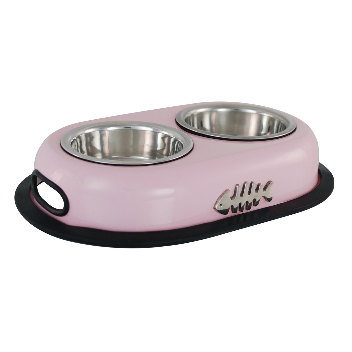 Buckingham Stainless Steel Double Pet Bowl Cat Pink