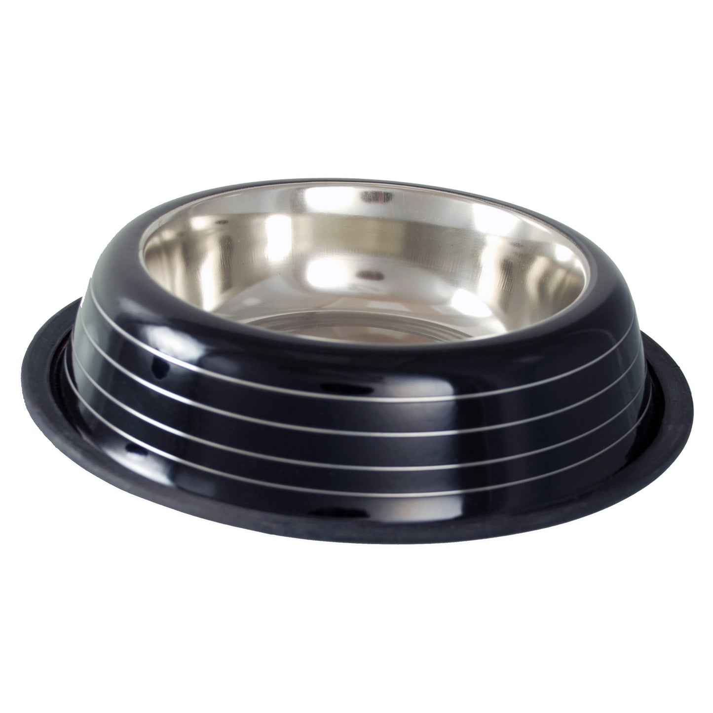 Buckingham Striped Dog Bowl Black (32oz)