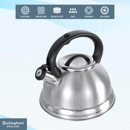 Buckingham Stainless Steel Stovetop Kettle Easy Grip Handle 3 Litre