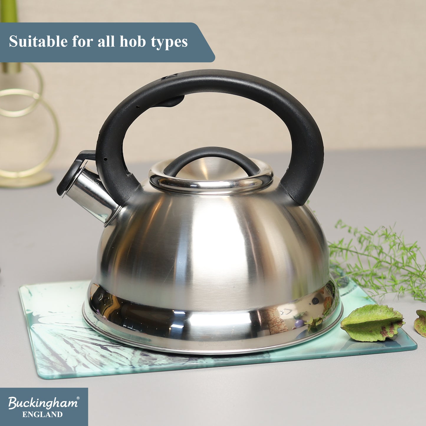 Buckingham Stainless Steel Stovetop Kettle Easy Grip Handle 3 Litre