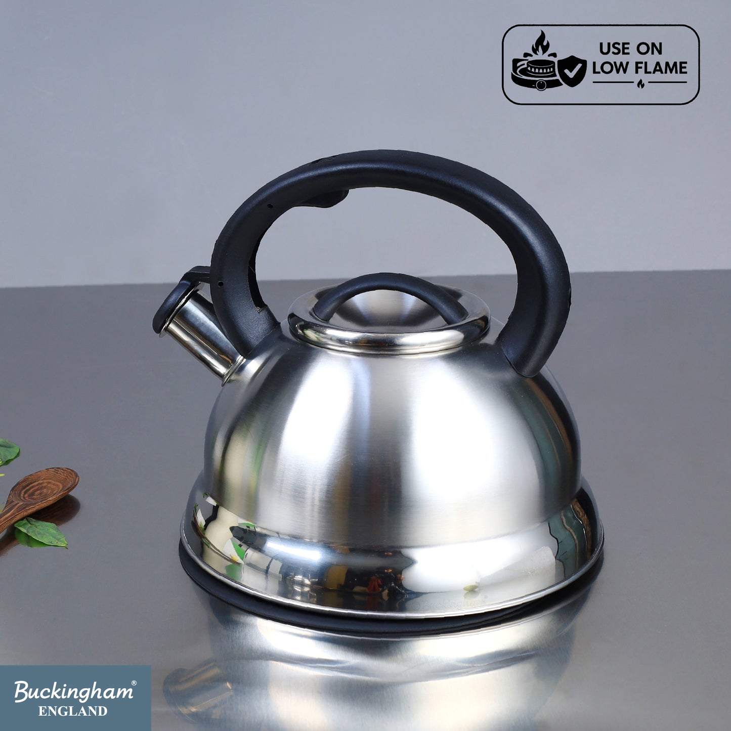 Buckingham Stainless Steel Stovetop Kettle Easy Grip Handle 3 Litre