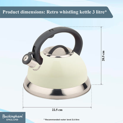 Buckingham Stainless Steel Stovetop Kettle Easy Grip Handle 3 Litre
