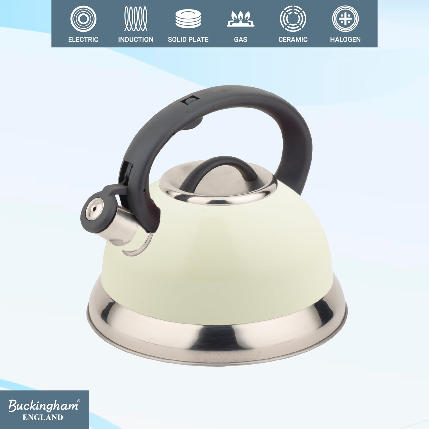 Buckingham Stainless Steel Stovetop Kettle Easy Grip Handle 3 Litre