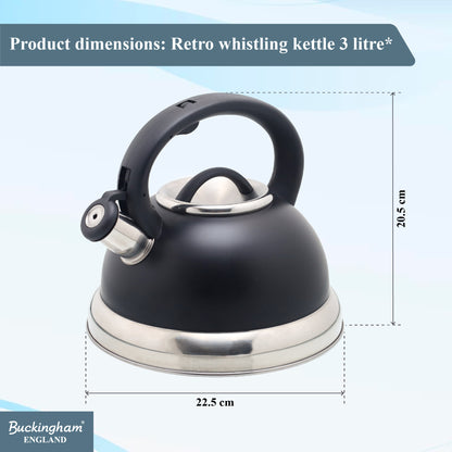 Buckingham Stainless Steel Stovetop Kettle Easy Grip Handle 3 Litre