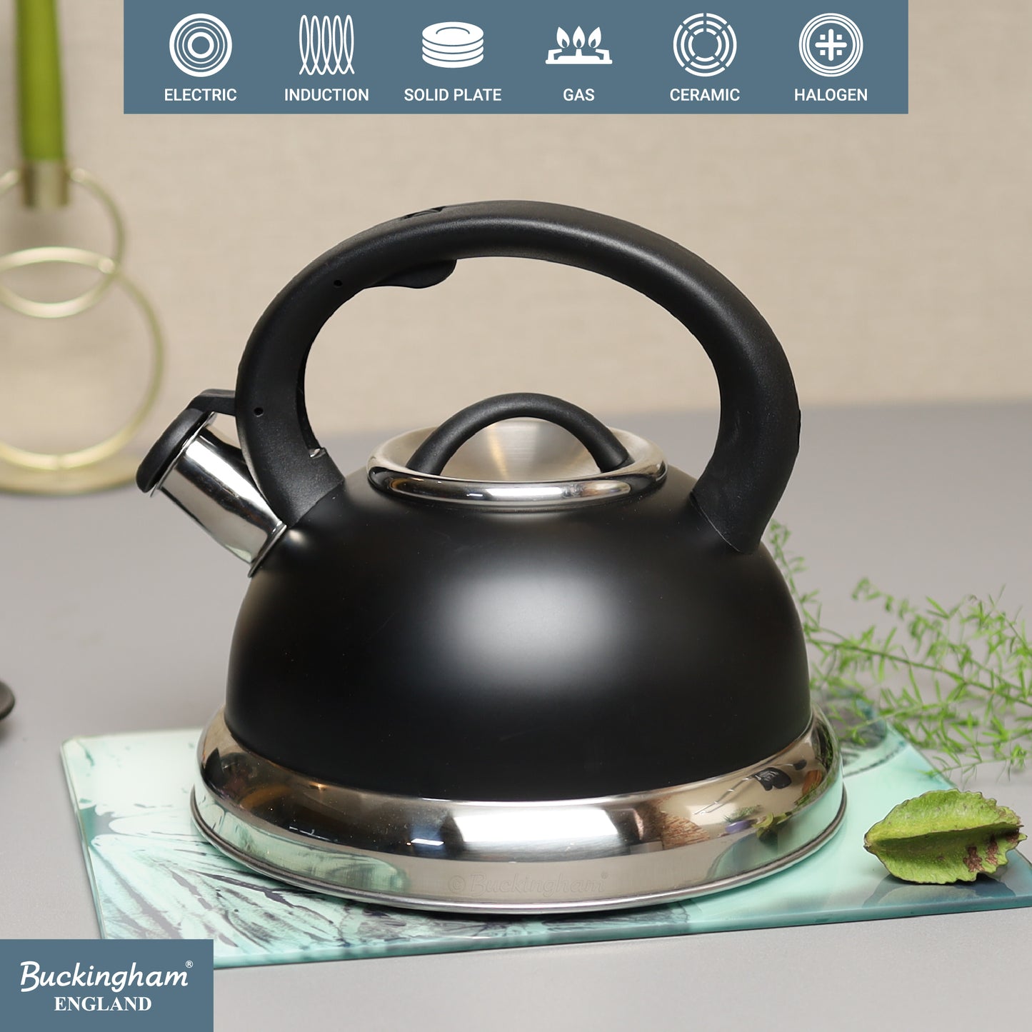 Buckingham Stainless Steel Stovetop Kettle Easy Grip Handle 3 Litre