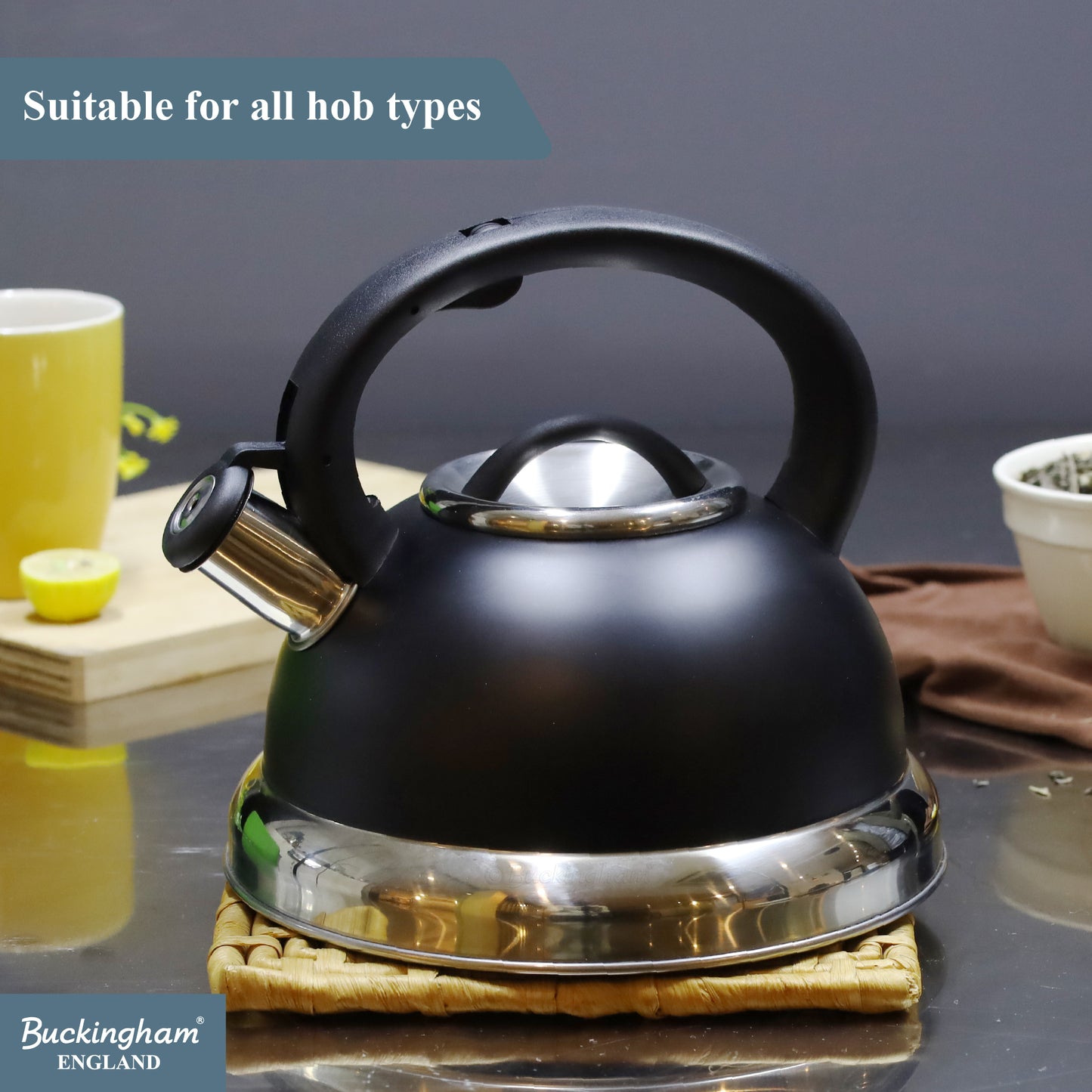Buckingham Stainless Steel Stovetop Kettle Easy Grip Handle 3 Litre