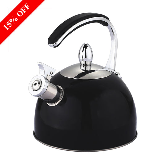 Buckingham Stainless Steel Stovetop Whistling Kettle with Soft Touch Silicon Handle 2 Litre