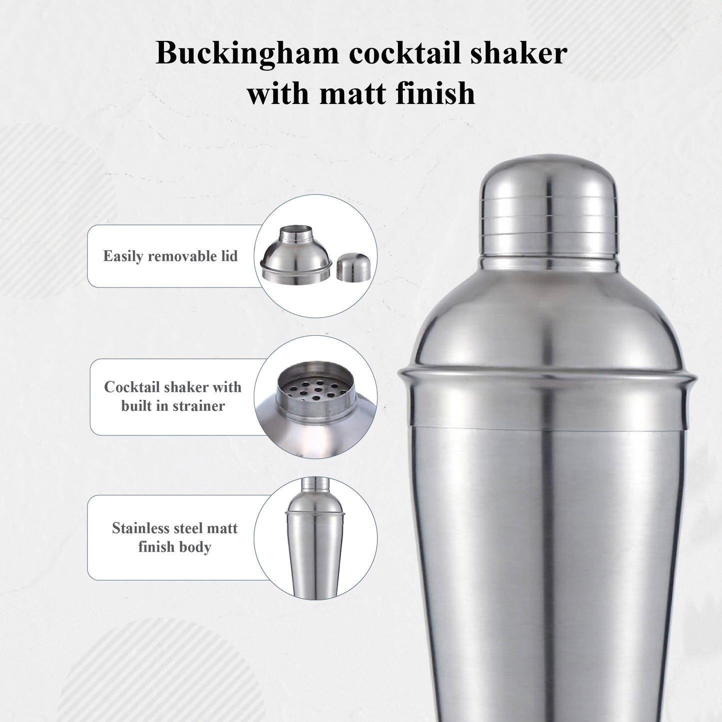 Buckingham Stainless Steel Cocktail Mixer 750 ml