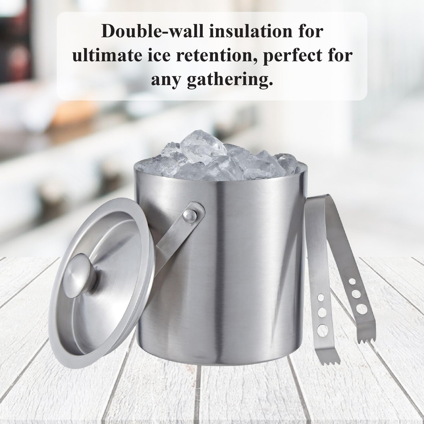 Buckingham Stainless Steel Double Wall Ice Bucket with Tong 1.75 L