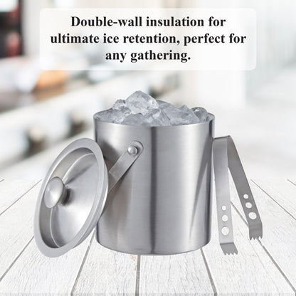 Buckingham Stainless Steel Double Wall Ice Bucket with Tong 1.75 L
