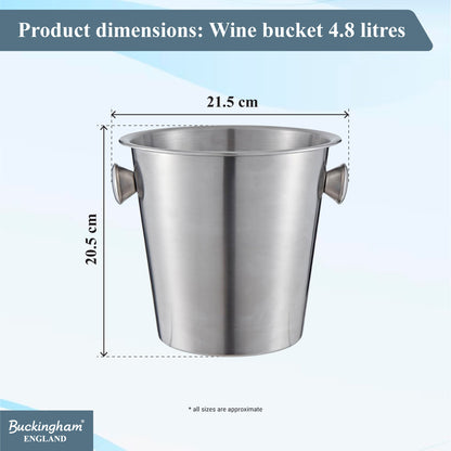 Buckingham Stainless Steel Champagne / Wine Bottle Bucket 4.8 L / 21.5 cm