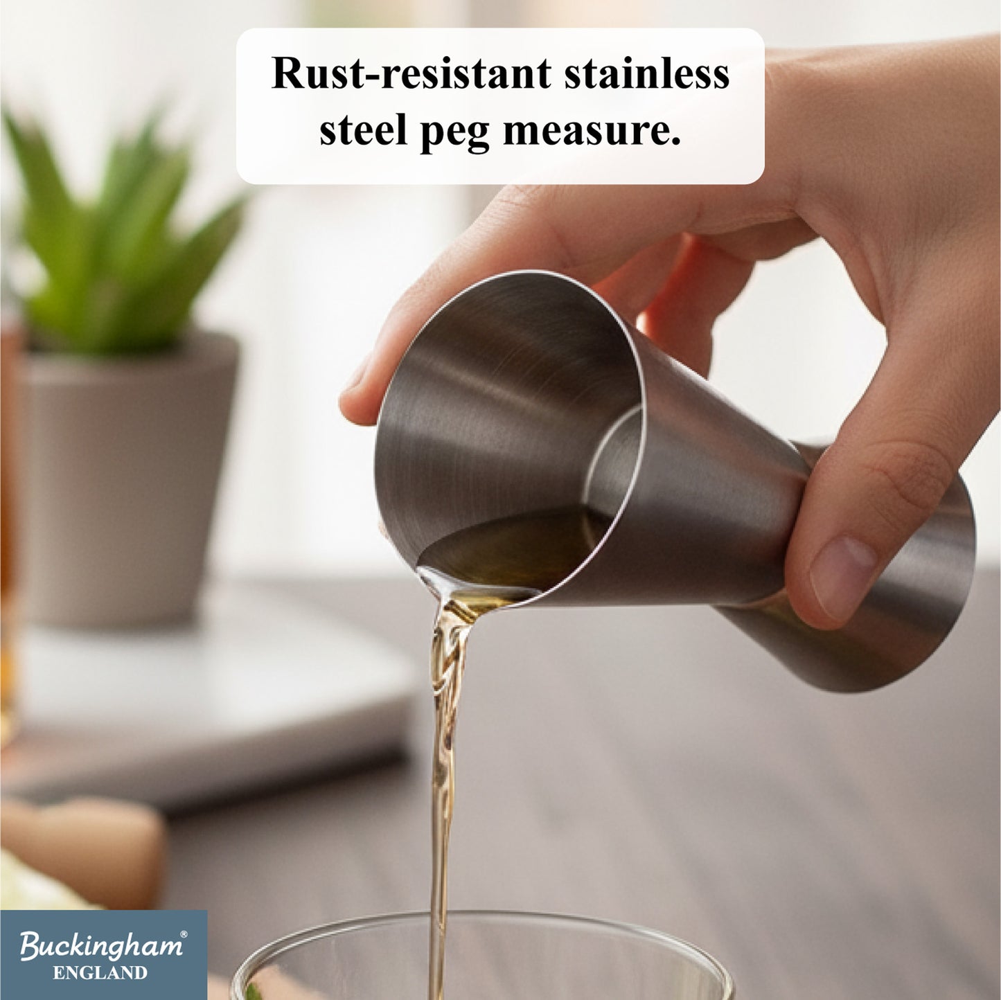 Buckingham Stainless Steel Jigger Peg Measure 30 / 60 ml Matt Finish