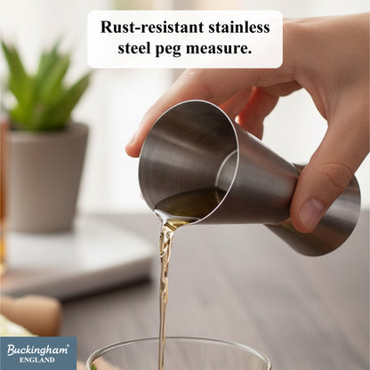Buckingham Stainless Steel Jigger Peg Measure 30 / 60 ml Matt Finish