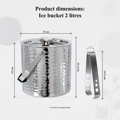 Buckingham Stainless Steel Double Wall Ice Bucket with Tong 1.75 L