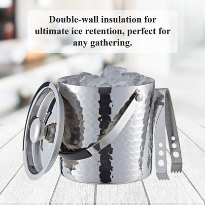 Buckingham Stainless Steel Double Wall Ice Bucket with Tong 1.75 L