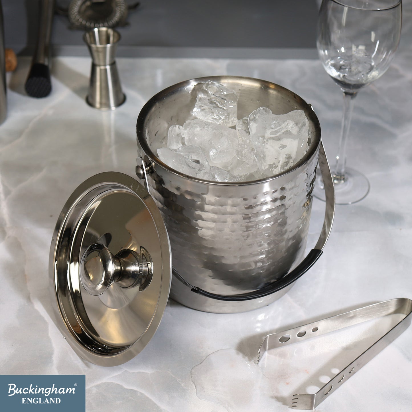Buckingham Stainless Steel Double Wall Ice Bucket with Tong 1.75 L