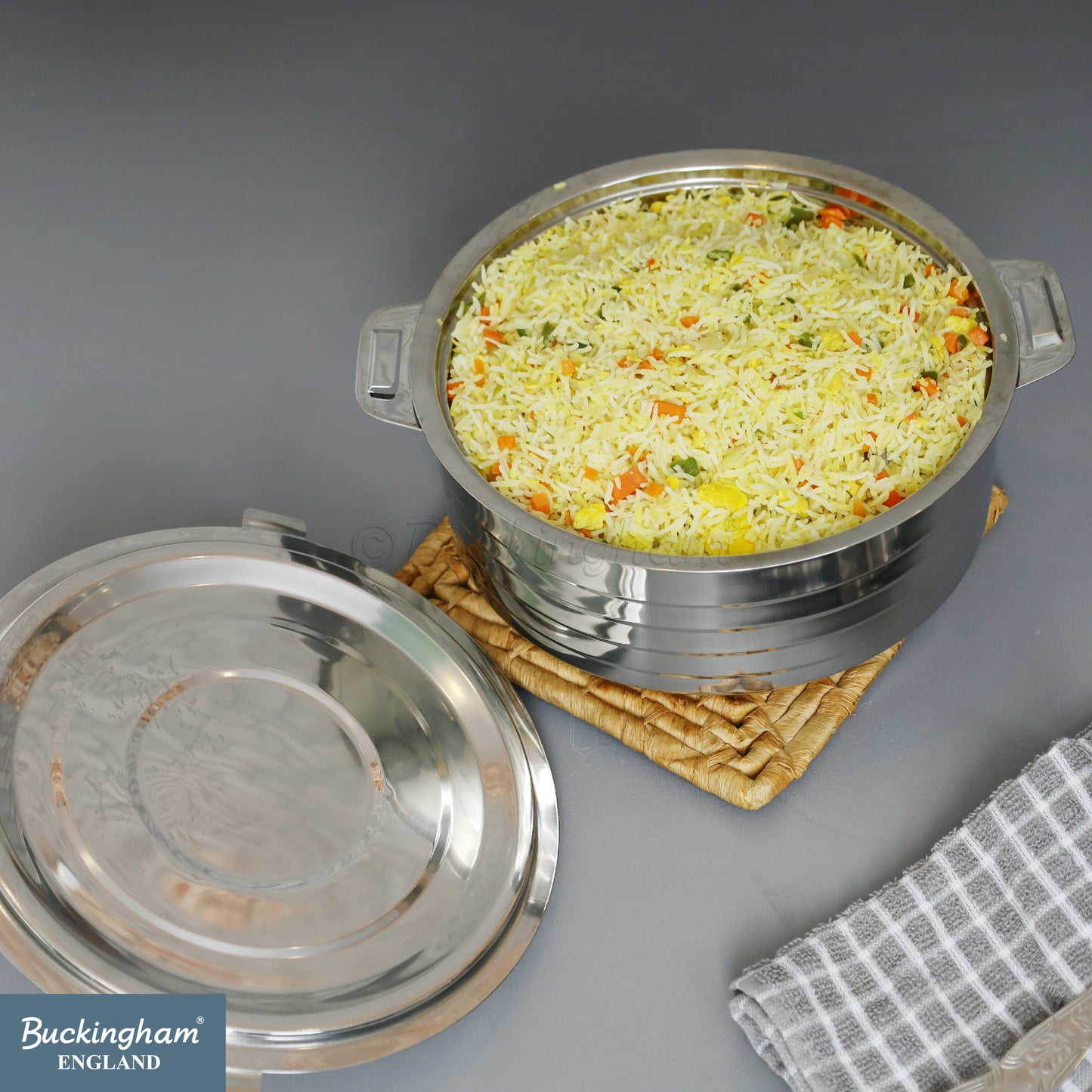 Buckingham Stainless Steel Double Wall Insulated Hotpot Ribbed Design