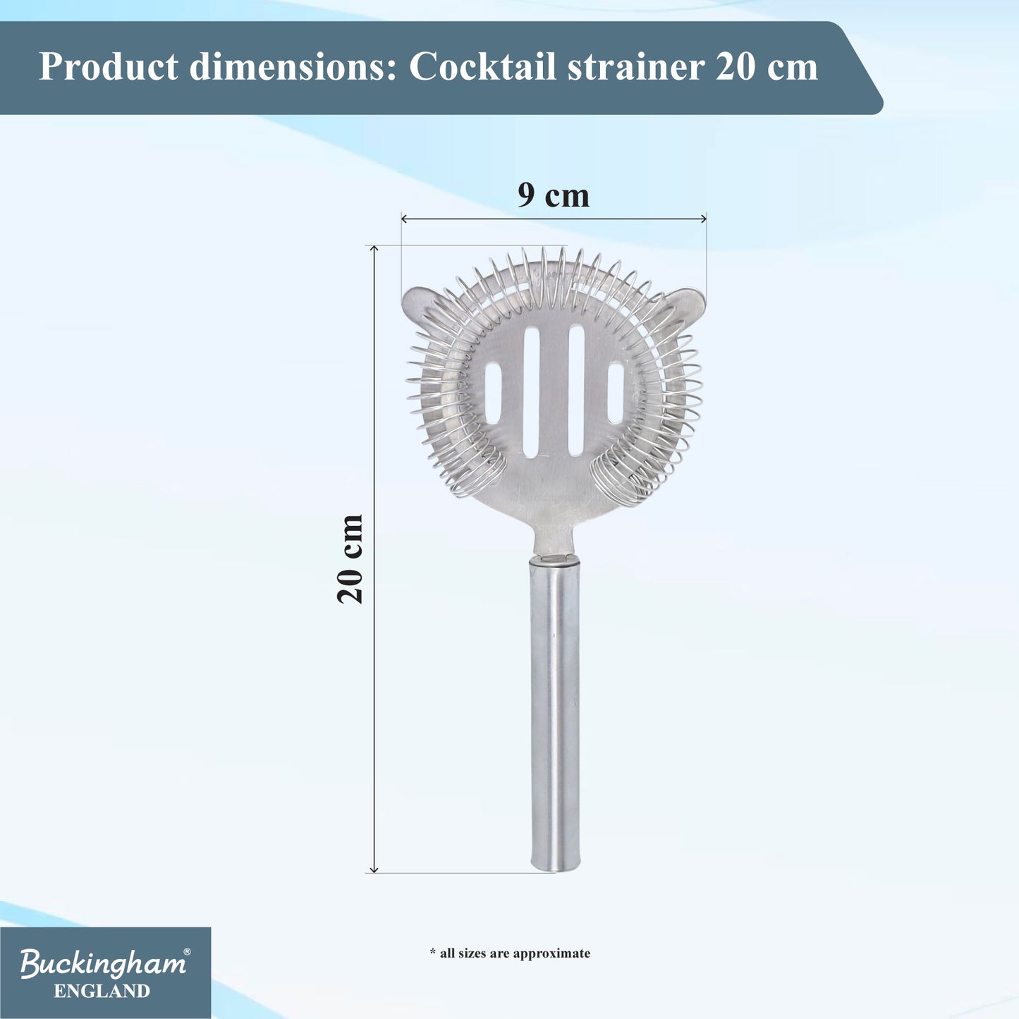 Buckingham Stainless Steel Cocktail Strainer 20 cm